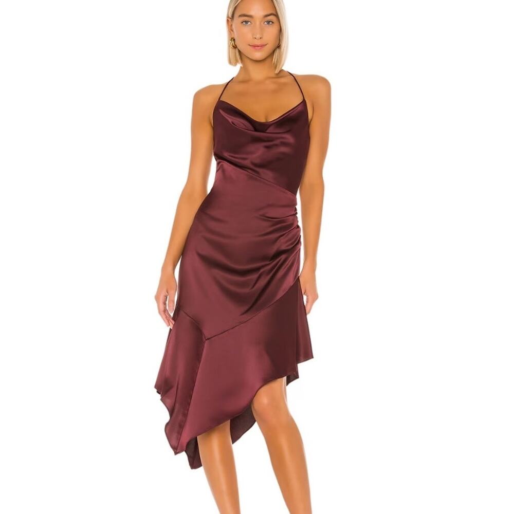 PARKER Edyth Strappy Asymmetrical Dress Maroon 14